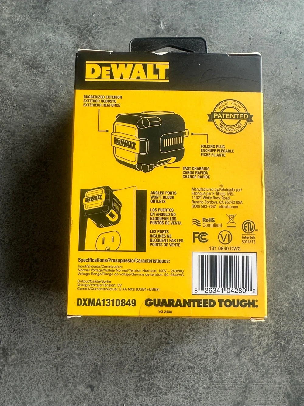 DEWALT NeverBlock 2-Port Worksite USB Charger